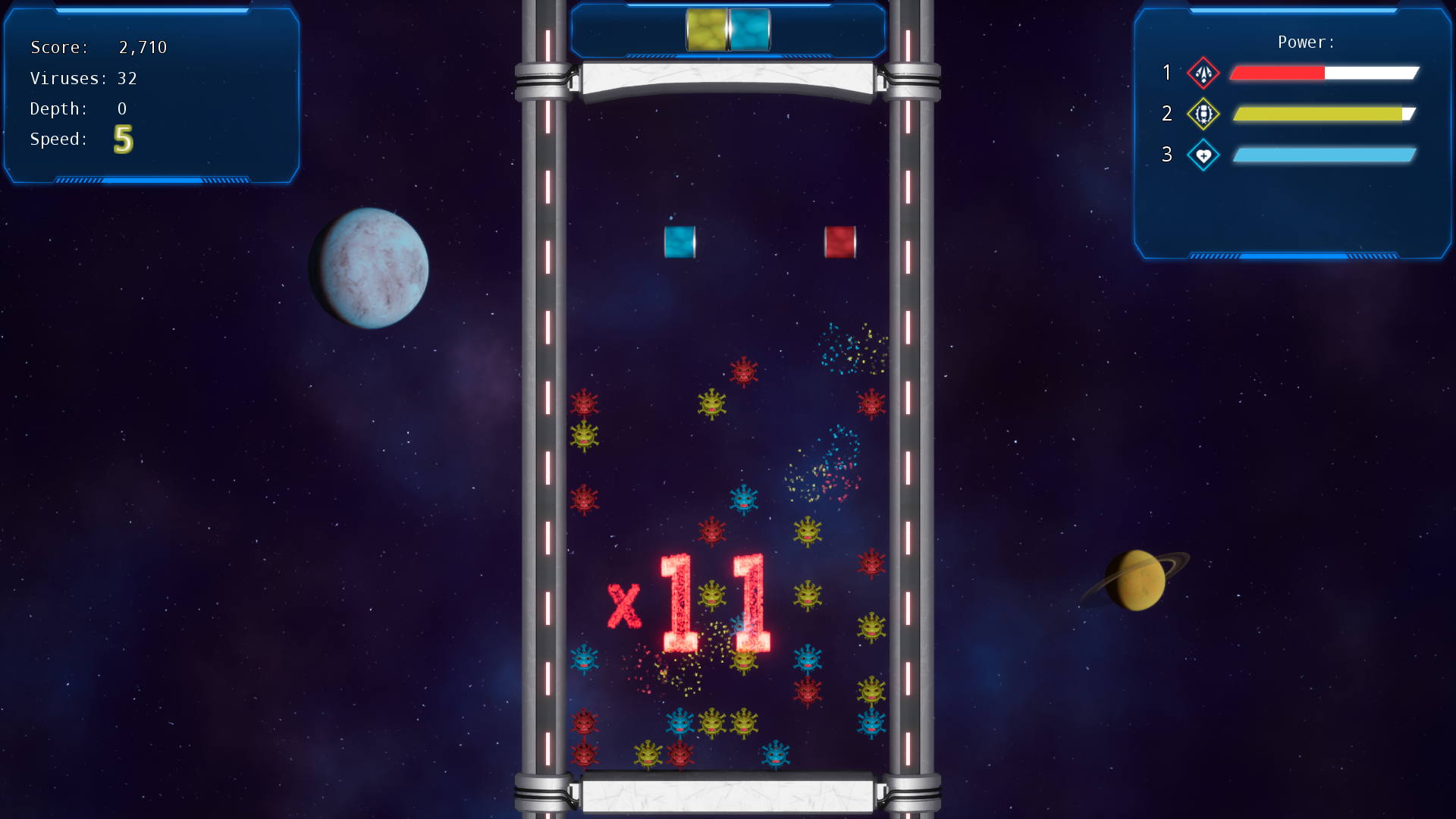 Virus Infinite gameplay screenshot showing a puzzle board